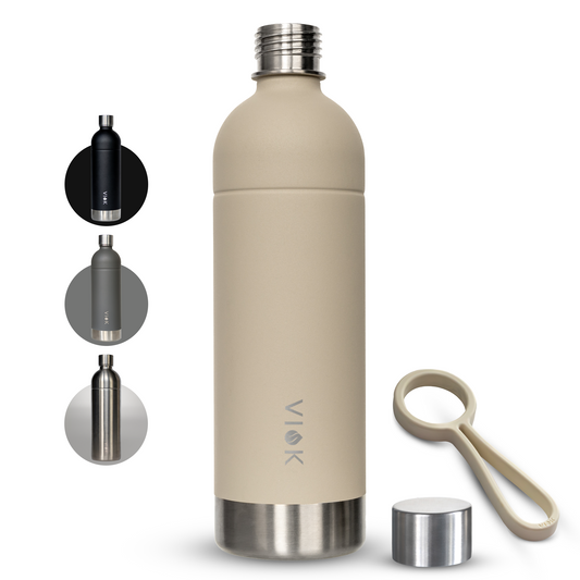 VIOK 1,3 L Edelstahlflasche für Aarke Carbonator 2 & 3, Smeg SKC01 mit Active Loop Sandwhite