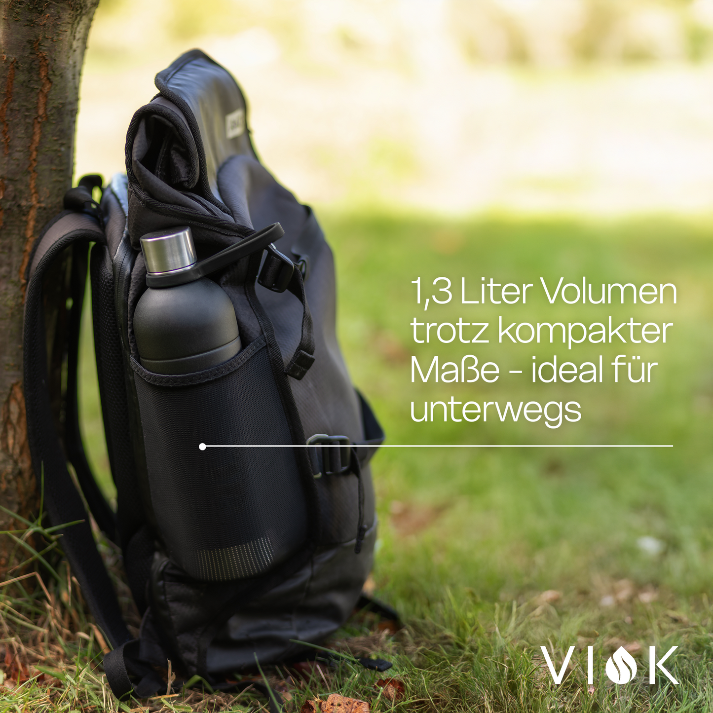 VIOK 1,3 L Edelstahlflasche für Aarke Carbonator 2 & 3, Smeg SKC01 mit Active Loop Schwarz