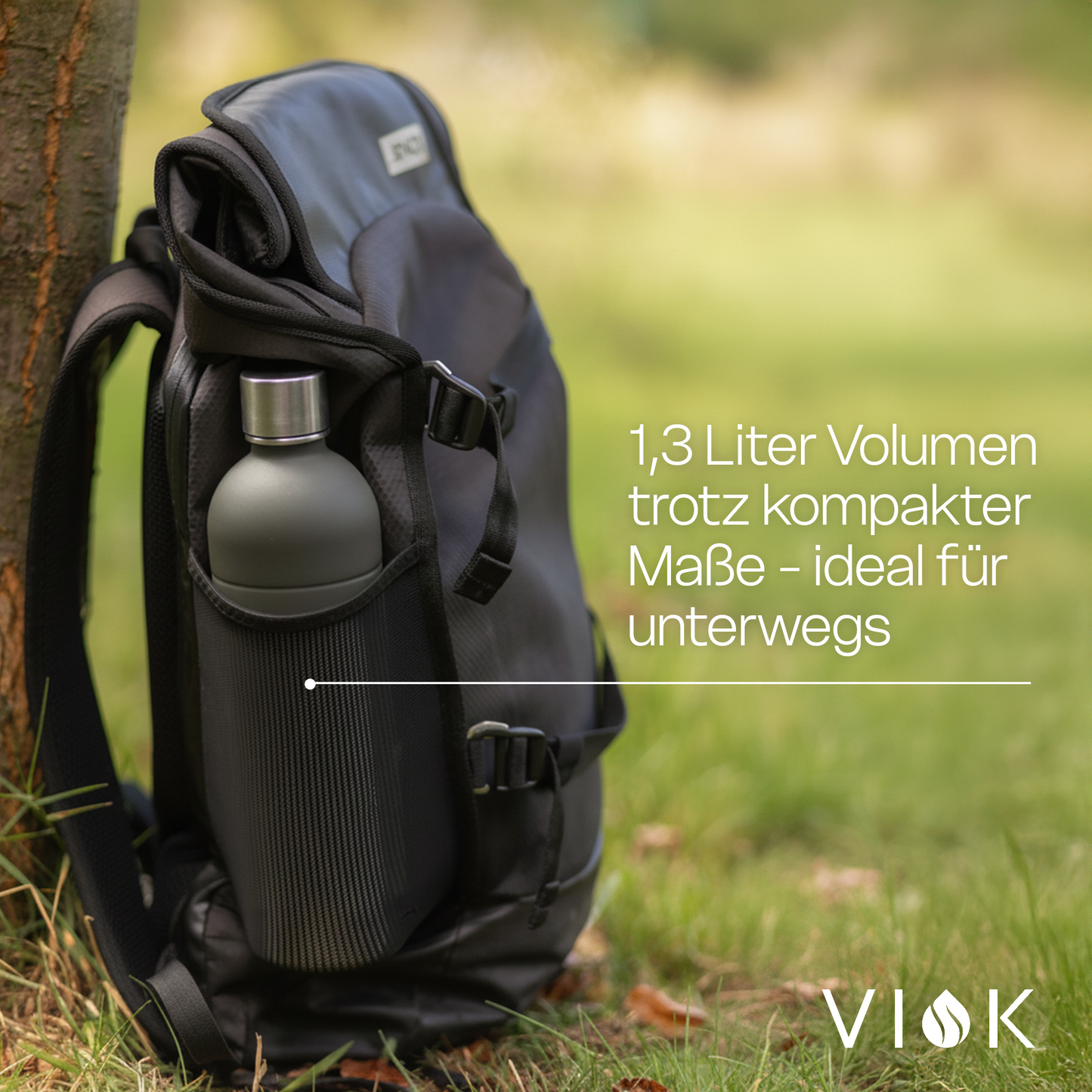 VIOK 1,3 L Edelstahlflasche für Aarke Carbonator 2 & 3, Smeg SKC01 mit Active Loop Mattgrau