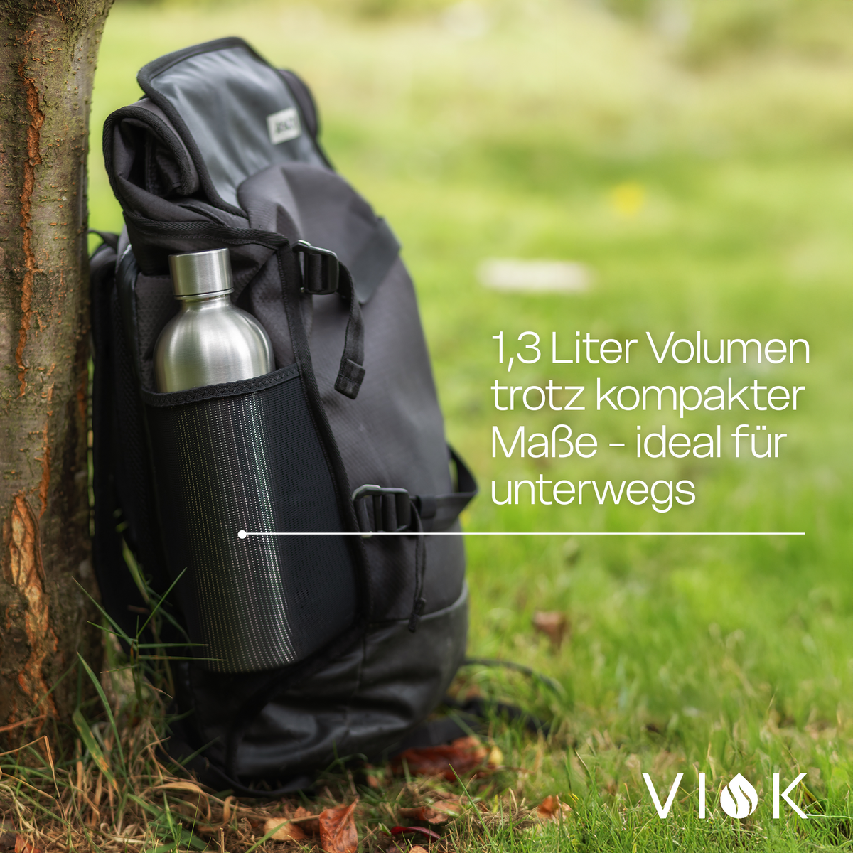 B-Ware - VIOK 1,3 L Edelstahlflasche für Aarke Carbonator 3 & 2, Smeg SKC01 - Silber, mit Tragegriff (Active Loop)