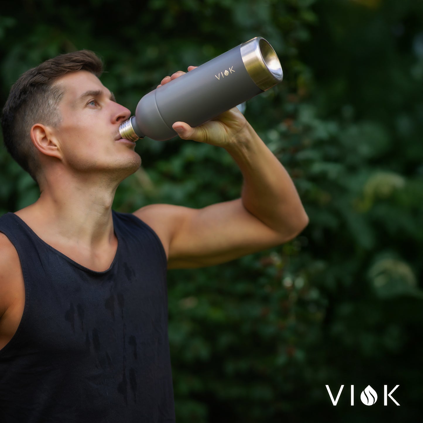 VIOK 1,3 L Edelstahlflasche für Aarke Carbonator 2 & 3, Smeg SKC01 mit Active Loop Mattgrau